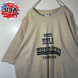 【USA IMPORT❗️】90s 2XLベージュプリントロゴ　ビッグシルエット(Tシャツ/カットソー(半袖/袖なし))