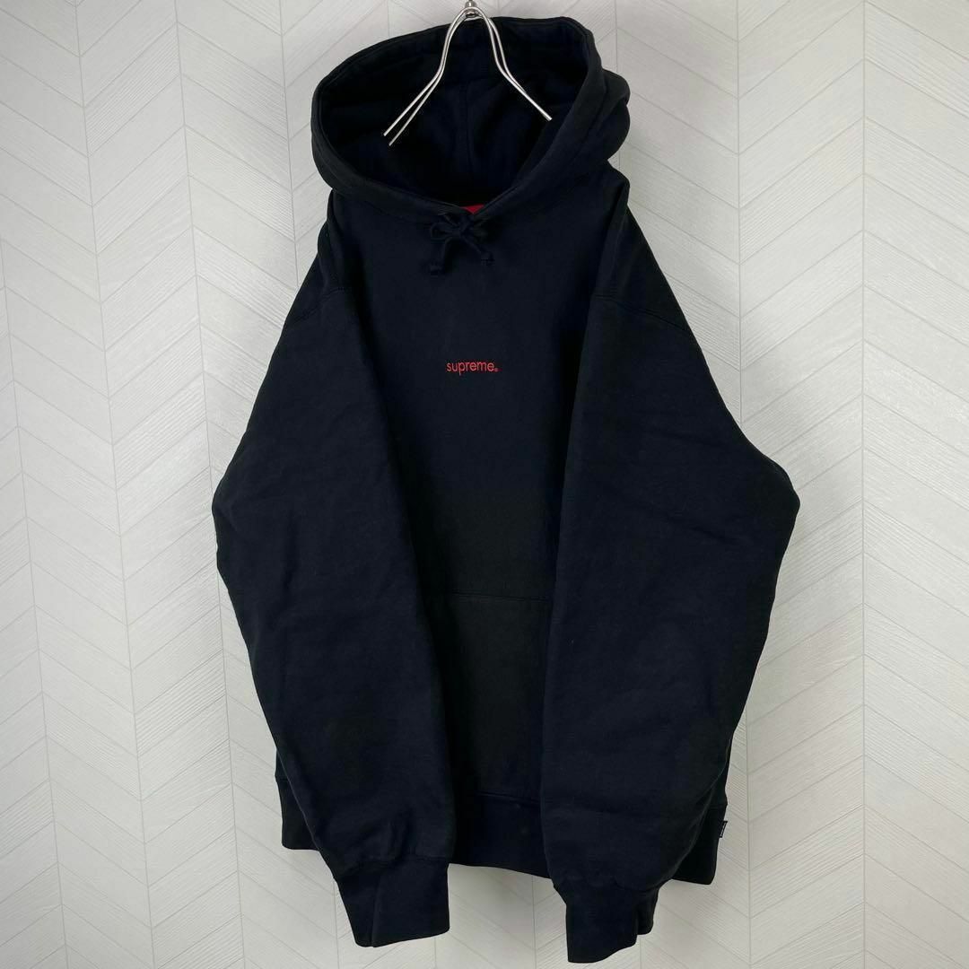 Supreme - 希少 シュプリーム パーカー 刺繍 スモールロゴ フーディ 黒