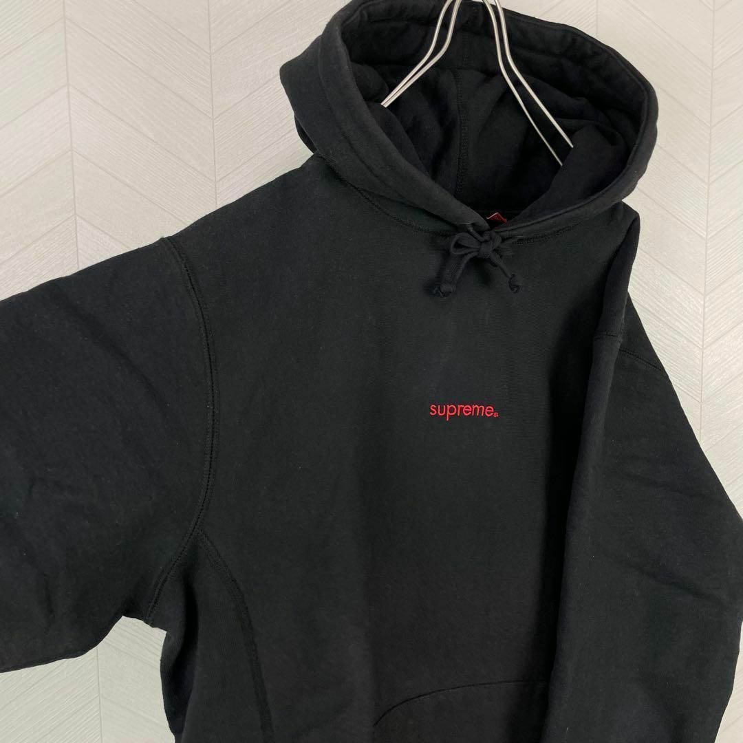 Supreme - 希少 シュプリーム パーカー 刺繍 スモールロゴ フーディ 黒