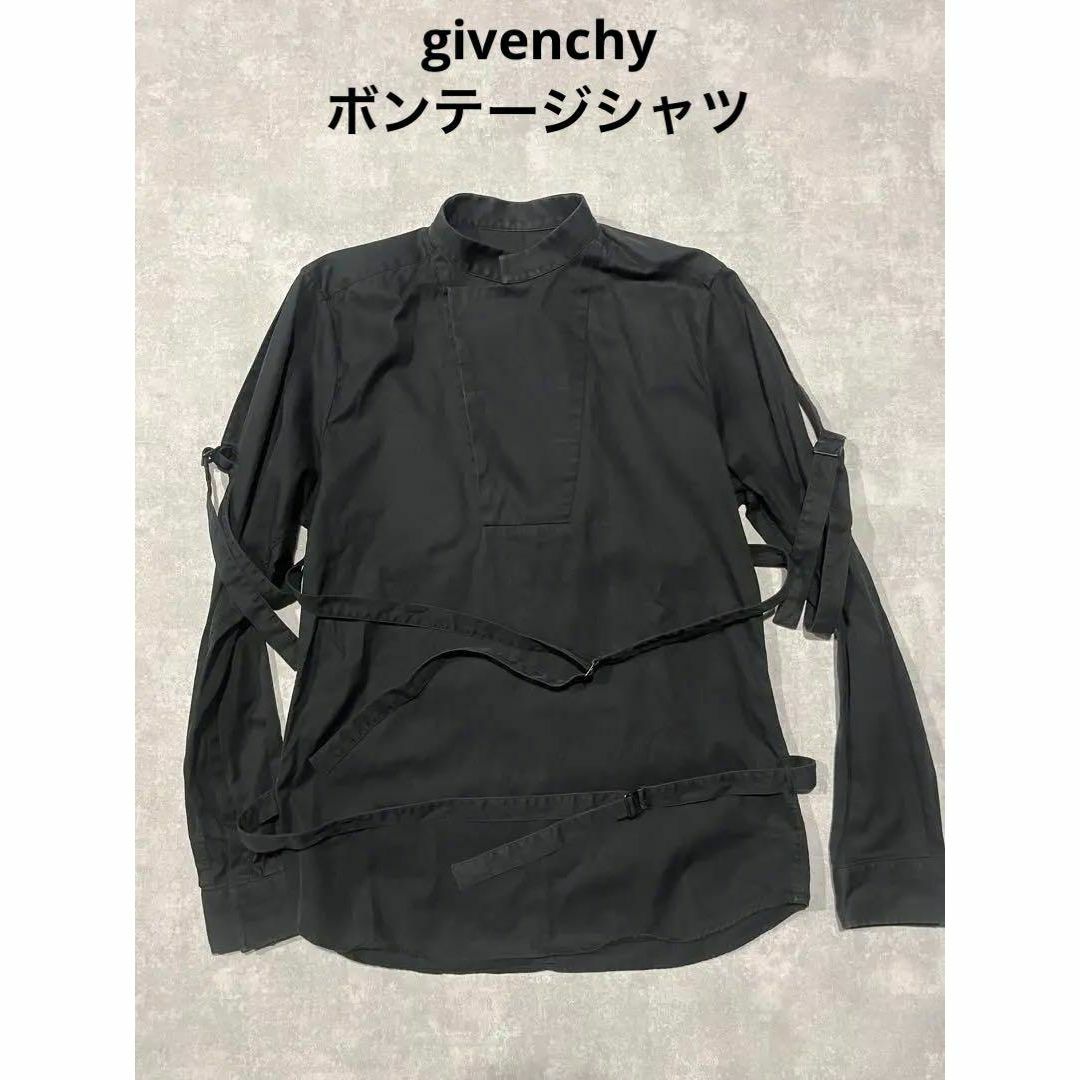 givenchy ボンテージ　シャツ　パラシュート　黒　ノーカラー