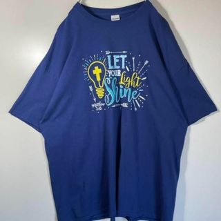 【USA IMPORT❗️】90s 2XL 青　企業ロゴプリントビッグシルエット