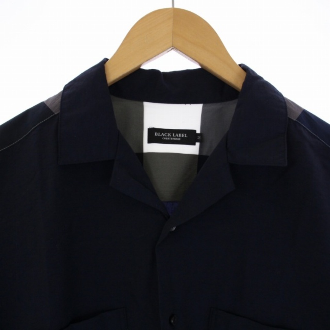BLACK LABEL CRESTBRIDGE(ブラックレーベルクレストブリッジ)のBLACK LABEL CRESTBRIDGE オープンカラーシャツ M 紺 メンズのトップス(シャツ)の商品写真