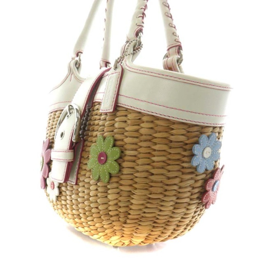 COACH - コーチ COACH かごバッグ ハンドバッグ フラワー ベージュ 白