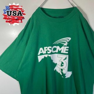 【USA IMPORT❗️】USA製　2XL 緑　プリントロゴ　ビッグシルエット(Tシャツ/カットソー(半袖/袖なし))