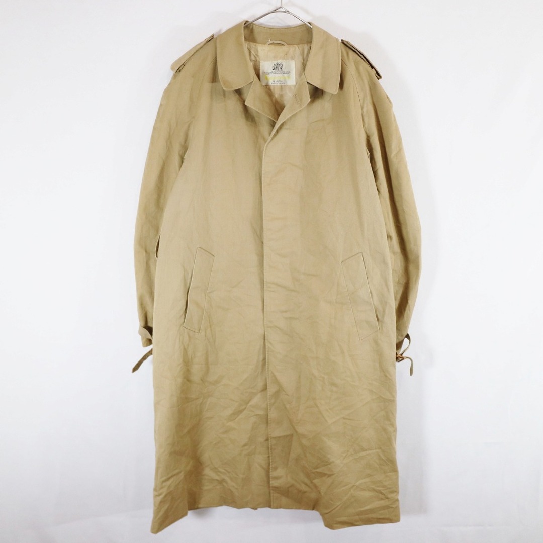 80年代 カナダ製 Aquascutum アクアスキュータム ステンカラーコート 防寒  防風 ベージュ (メンズ  XL相当) 中古 古着 N7138 メンズのジャケット/アウター(ステンカラーコート)の商品写真