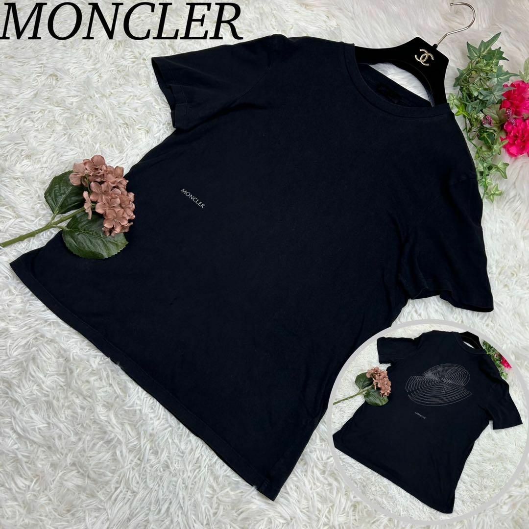 MONCLER モンクレール メンズ 半袖 Tシャツ カットソー 黒 ロゴ入り