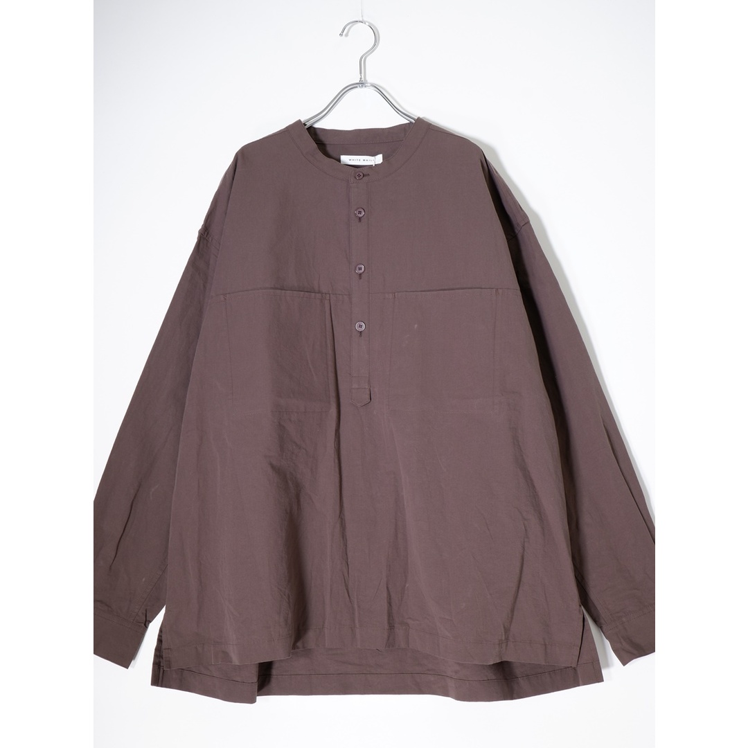 white mailsホワイトメイルズ COTTON PAPER WASHED POPLIN BAND COLLAR PULLOVER SHIRTポプリン バンドカラー プルオーバーシャツ新品【3(メンズL)】【MSHA72813】