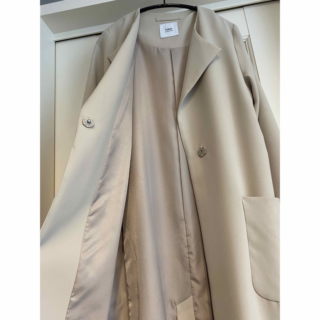 TONAL【美品】ノーカラーガウンコート 美品 TONAL ストレッチ ノーカラーガウンコート(38)