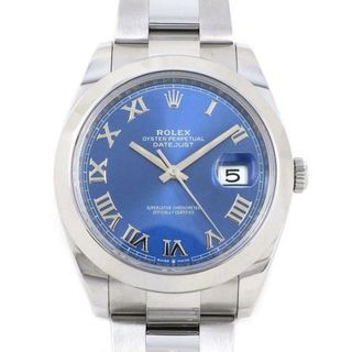 ロレックス Rolex 腕時計 オイスター パーペチュアル デイトジャスト 41 126300 デイト ルーレット刻印 ランダムシリアル  ローマ数字インデックス サンレイ アズーロブルー文字盤 オイスターブレス オイスタースチール 自動巻き 【箱・保付き】 【中古】