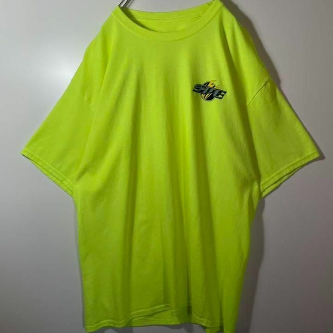 【アメリカ❗️】ヘインズ　黄緑　蛍光　プリントロゴTシャツ　XLビッグサイズ 3
