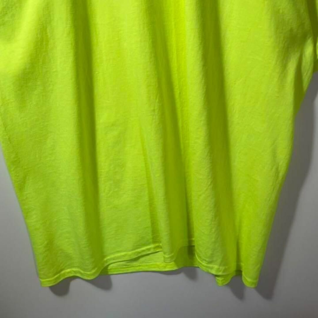 【アメリカ❗️】ヘインズ　黄緑　蛍光　プリントロゴTシャツ　XLビッグサイズ 5