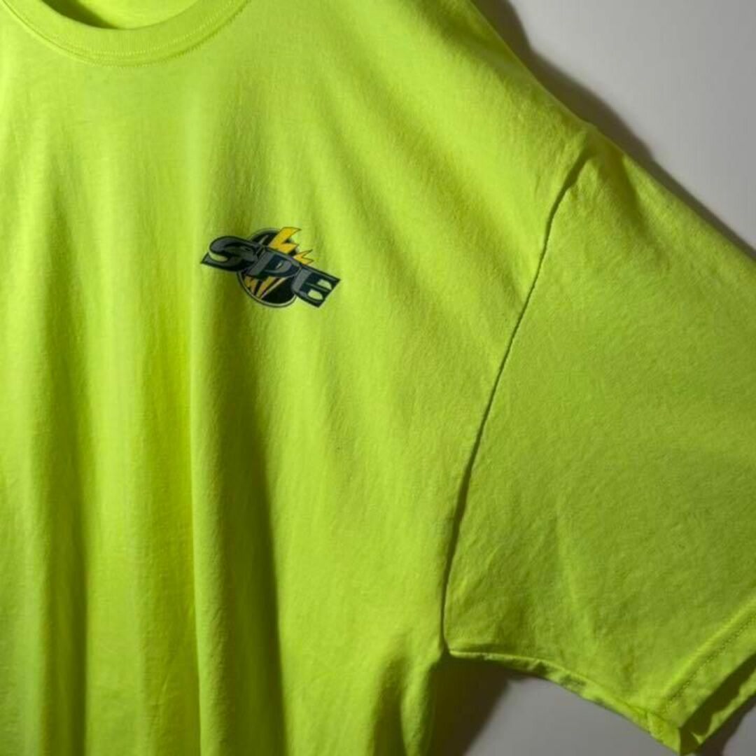 【アメリカ❗️】ヘインズ　黄緑　蛍光　プリントロゴTシャツ　XLビッグサイズ 6