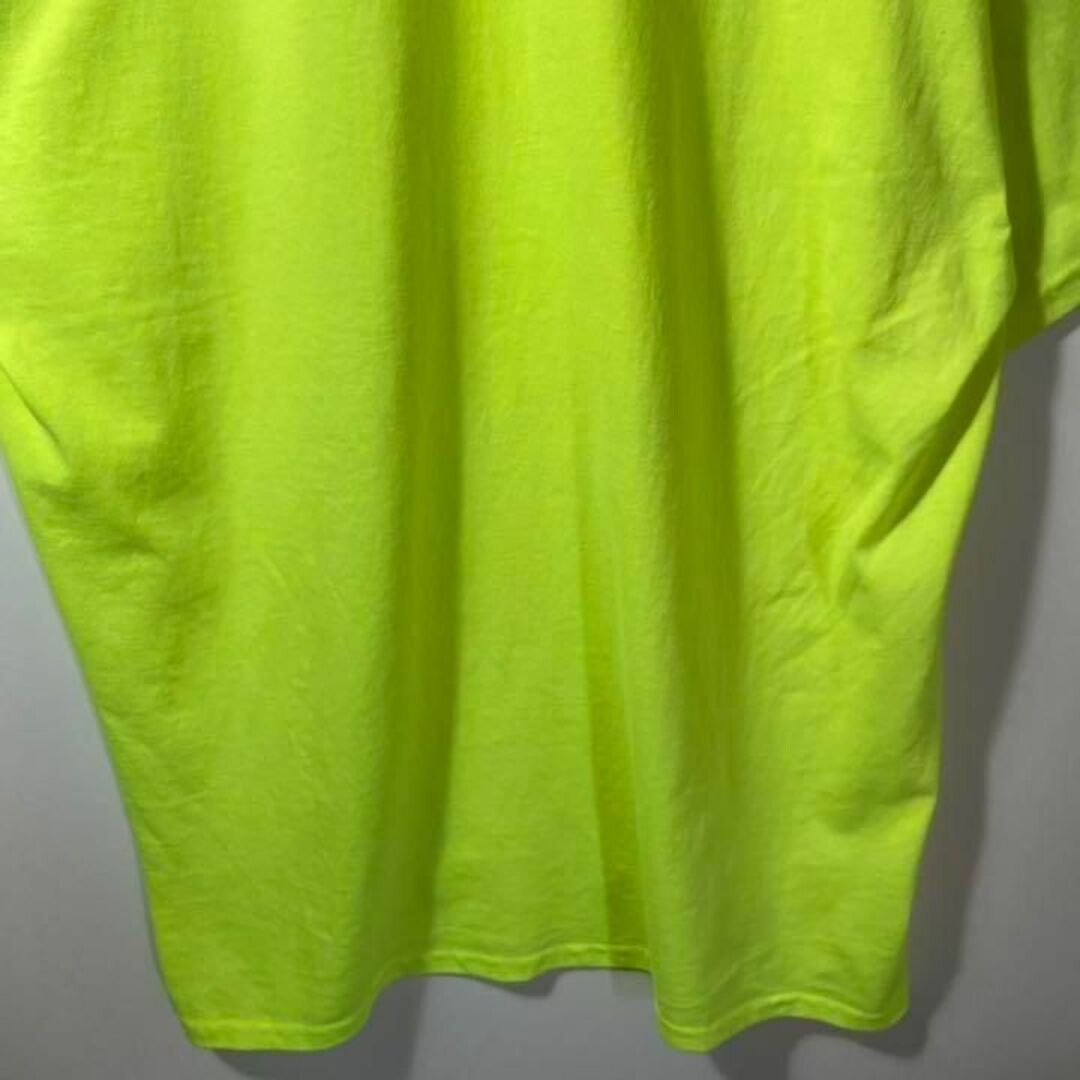 【アメリカ❗️】ヘインズ　黄緑　蛍光　プリントロゴTシャツ　XLビッグサイズ 9