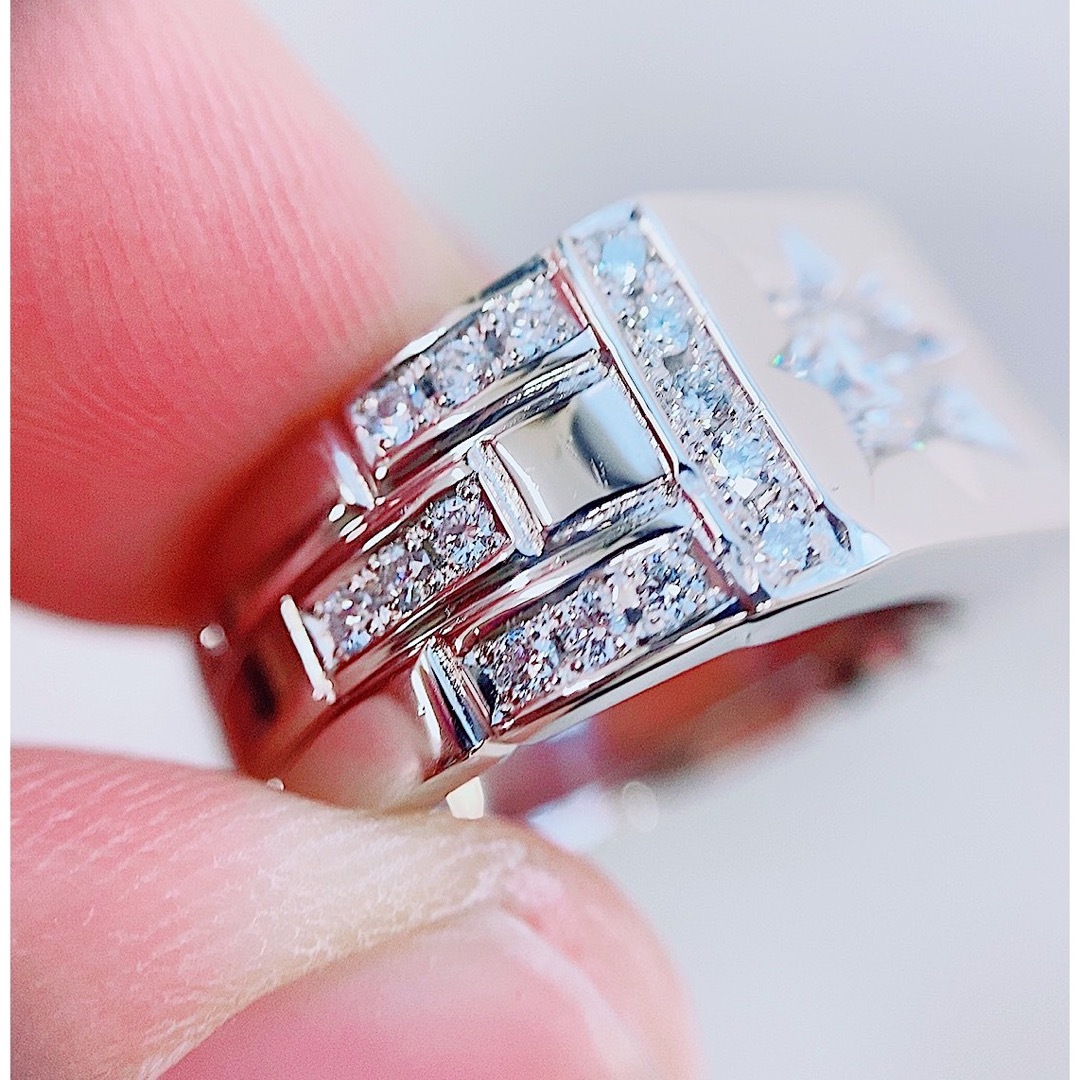 ★0.537ct0.51ct★✨一粒ダイヤモンドG,VS2,VG印台リング指輪 メンズのアクセサリー(リング(指輪))の商品写真