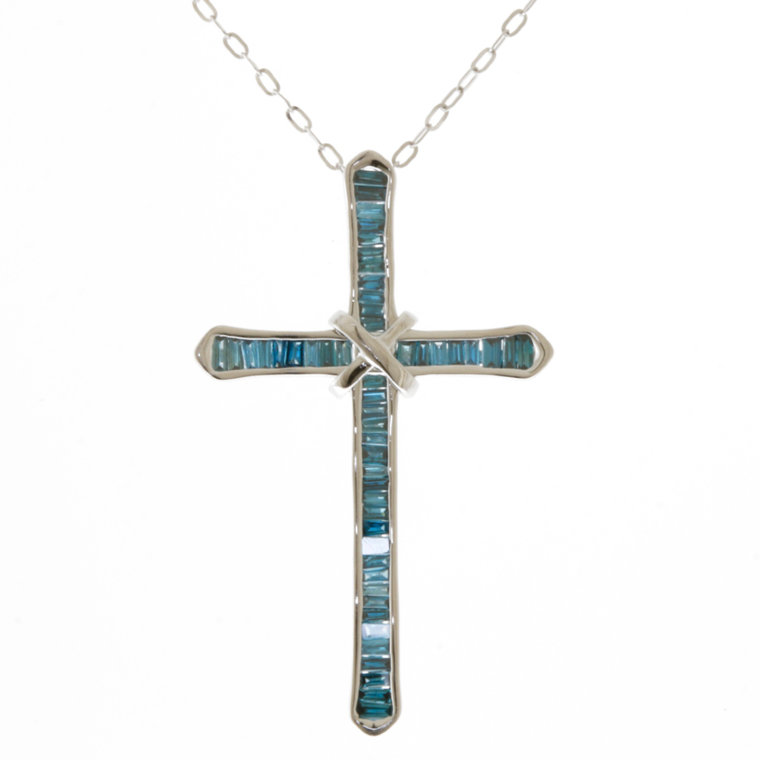 ネックレス 十字架 クロス K18ホワイトゴールド ダイヤモンド 0.40ct