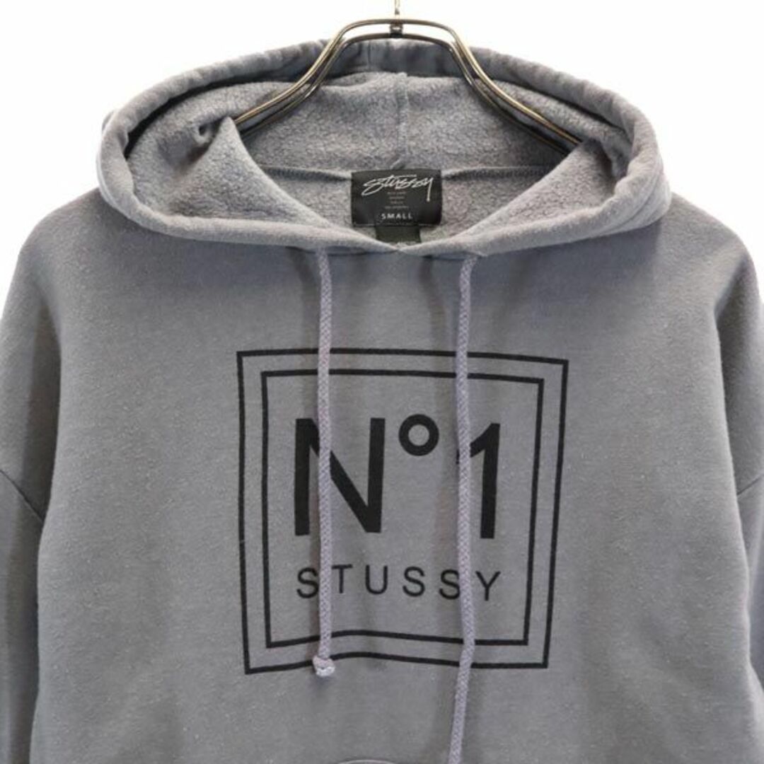 STUSSY - ステューシー プリント スウェットパーカー S グレー STUSSY 