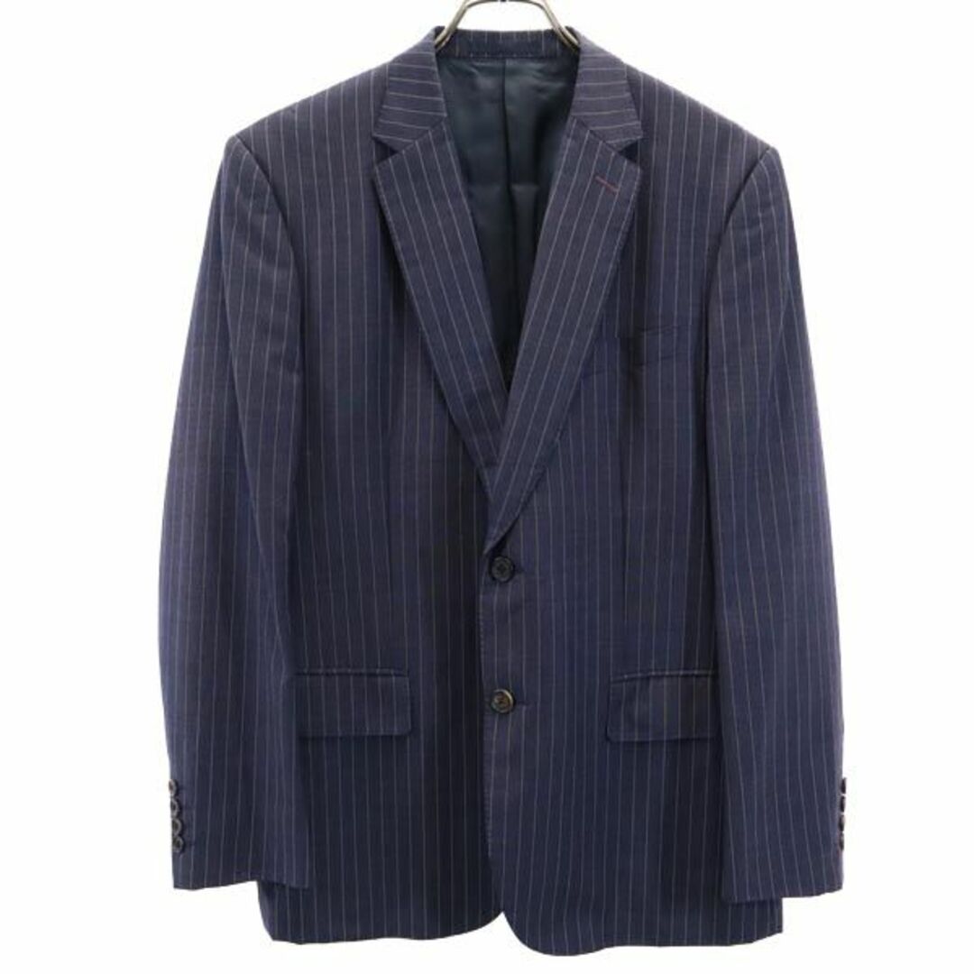 ポールスミス 日本製 ウール100％ ストライプ柄 テーラードジャケット 100-88-175 L2 ネイビー Paul Smith Ermenegildo Zegna メンズ   【231012】毛100％カラー