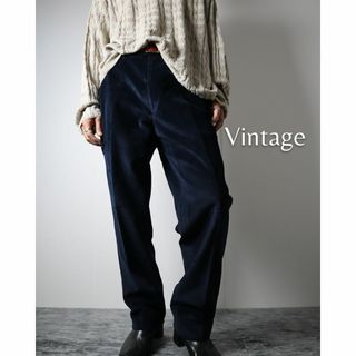 アートヴィンテージ(ART VINTAGE)の【vintage】ワイド ストレート 肉厚 コーデュロイ パンツ 濃紺 W38(チノパン)