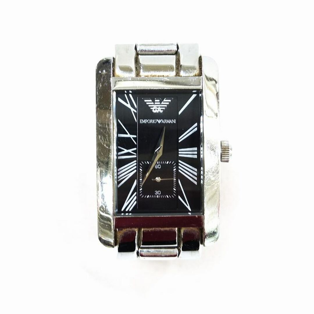 EMPORIO ARMANI エンポリオ アルマーニ 時計 AR-0156 メンズ クオーツ シルバー 黒文字盤 スモールセコンド スクエア レクタンギュラ JA-17759