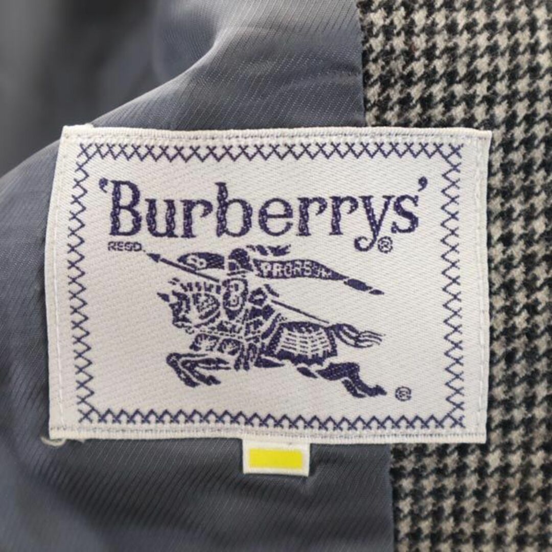 BURBERRY(バーバリー)のバーバリーズ 90s オールド ウール100％ 千鳥柄 テーラードジャケット 7Y1 黒×グレー Burberrys レディース 【中古】  【231012】 レディースのジャケット/アウター(ロングコート)の商品写真