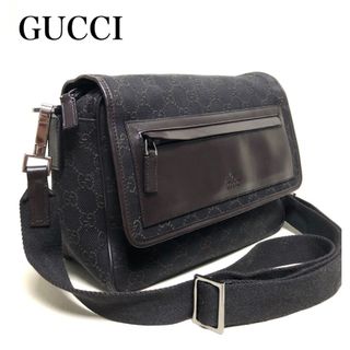 グッチ(Gucci)のGUCCI グッチ GGキャンパス/レザー フラップ ショルダーバッグ (ショルダーバッグ)