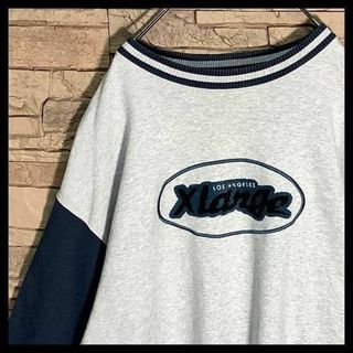 【完売モデル】XLARGE スウェット ゆるだぼ 超デカロゴ グレー  L