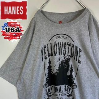 ヘインズ(Hanes)の【アメリカ古着❗️】90s アニマルプリントロゴTシャツ　黒　2XLビッグサイズ(Tシャツ/カットソー(半袖/袖なし))