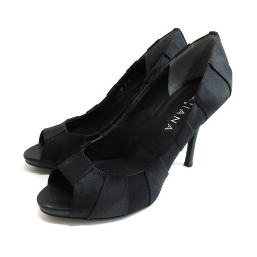DIANA(ダイアナ)のダイアナ DIANA パンプス ヒープトゥ サテン 24.5cm ブラック レディースの靴/シューズ(ハイヒール/パンプス)の商品写真