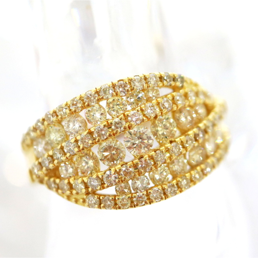 【Jewelry】K18 ダイヤモンド デザインリング YG D1.01ct #14号 6.6g ok02562tg