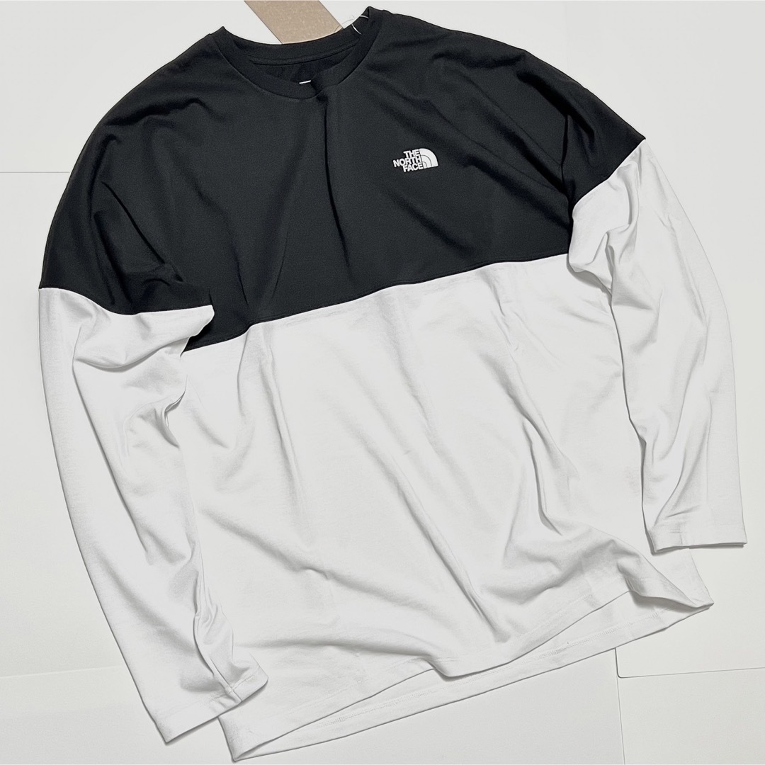 THE NORTH FACE(ザノースフェイス)のXL 新品 ノースフェイス バイカラー ロンT 長袖 Tシャツ 黒 白 ヌプシ メンズのトップス(Tシャツ/カットソー(七分/長袖))の商品写真