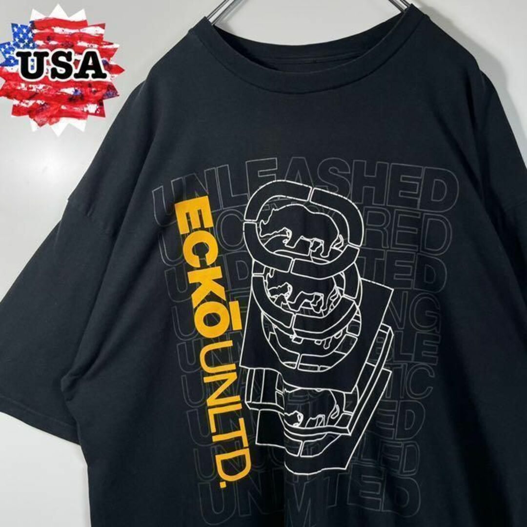 ECKŌ UNLTD（ECKO UNLTD）(エコーアンリミテッド)の【アメリカ古着❗️】エコーアンリミテッド　Tシャツ　黒　2XL ビッグサイズ メンズのトップス(Tシャツ/カットソー(半袖/袖なし))の商品写真