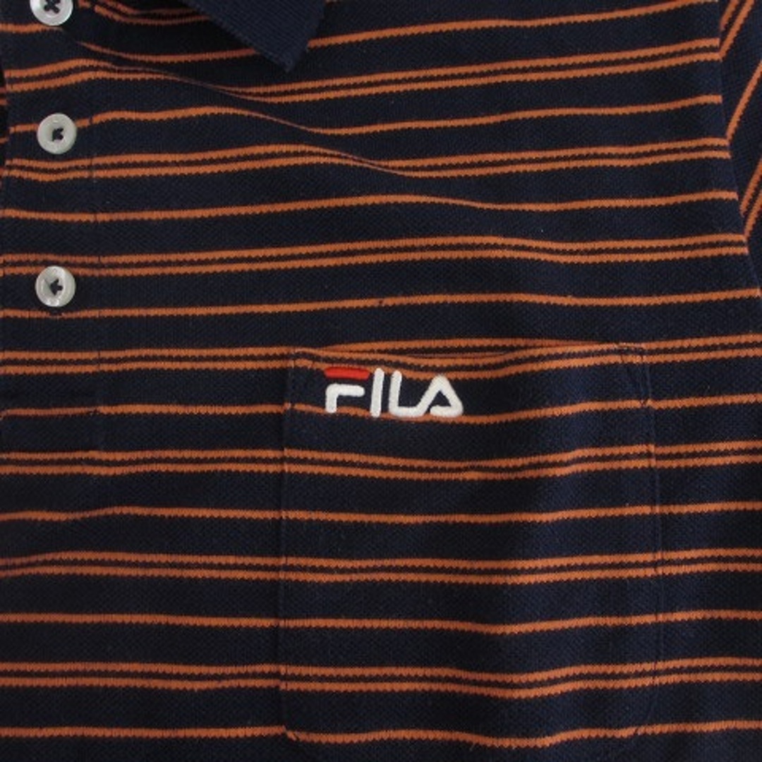 FILA(フィラ)のフィラ FILA ポロシャツ 半袖 ボーダー ロゴ刺繍 コットン混 L 紺 メンズのトップス(ポロシャツ)の商品写真