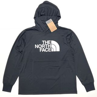 ザノースフェイス(THE NORTH FACE)のL 新品 ノースフェイス ビッグロゴフーティ ロンT フード Tシャツ 黒 長袖(Tシャツ/カットソー(七分/長袖))