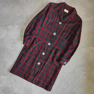 PENDLETON ペンドルトン ネイティブ柄ウールロングコート ネイビー S-