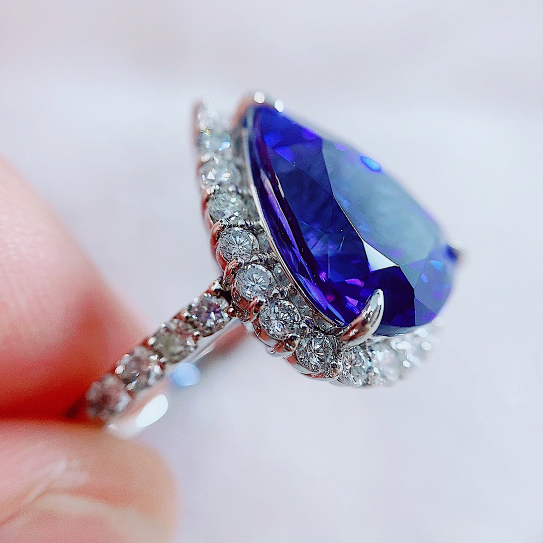 ☆8.03ct☆大粒タンザナイト1.10ctダイヤモンドプラチナリング指輪-