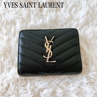 人気✨イヴサンローラン 長財布 YSL キャビアスキン キルティング ブラック