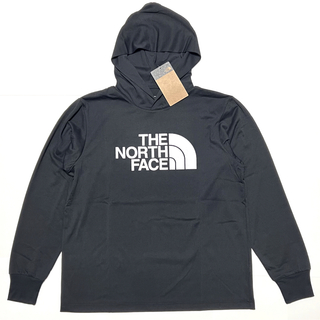 ザノースフェイス(THE NORTH FACE)のXL 新品 ノースフェイス ビッグロゴフーティ ロンT フード Tシャツ 黒(Tシャツ/カットソー(七分/長袖))