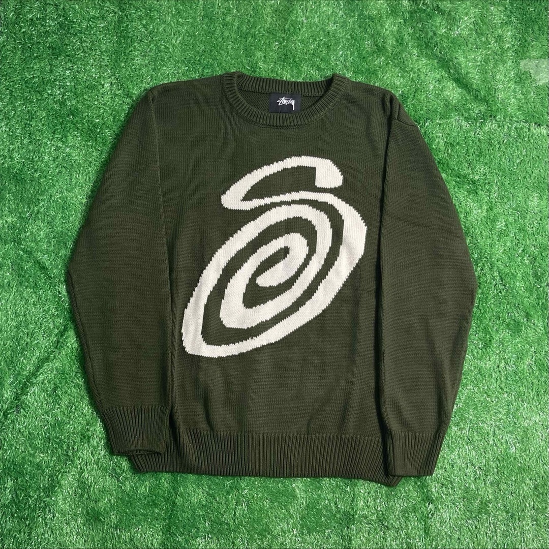 STUSSY CURLY SWEATERニットセーターユニセックス グリーンS