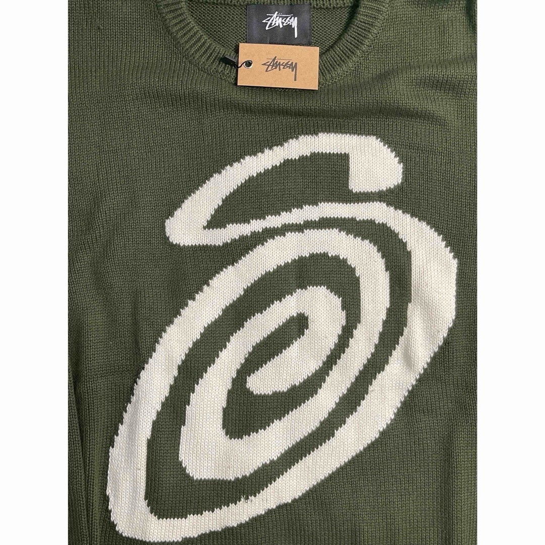 STUSSY CURLY S ニット セーター Mサイズ グリーン