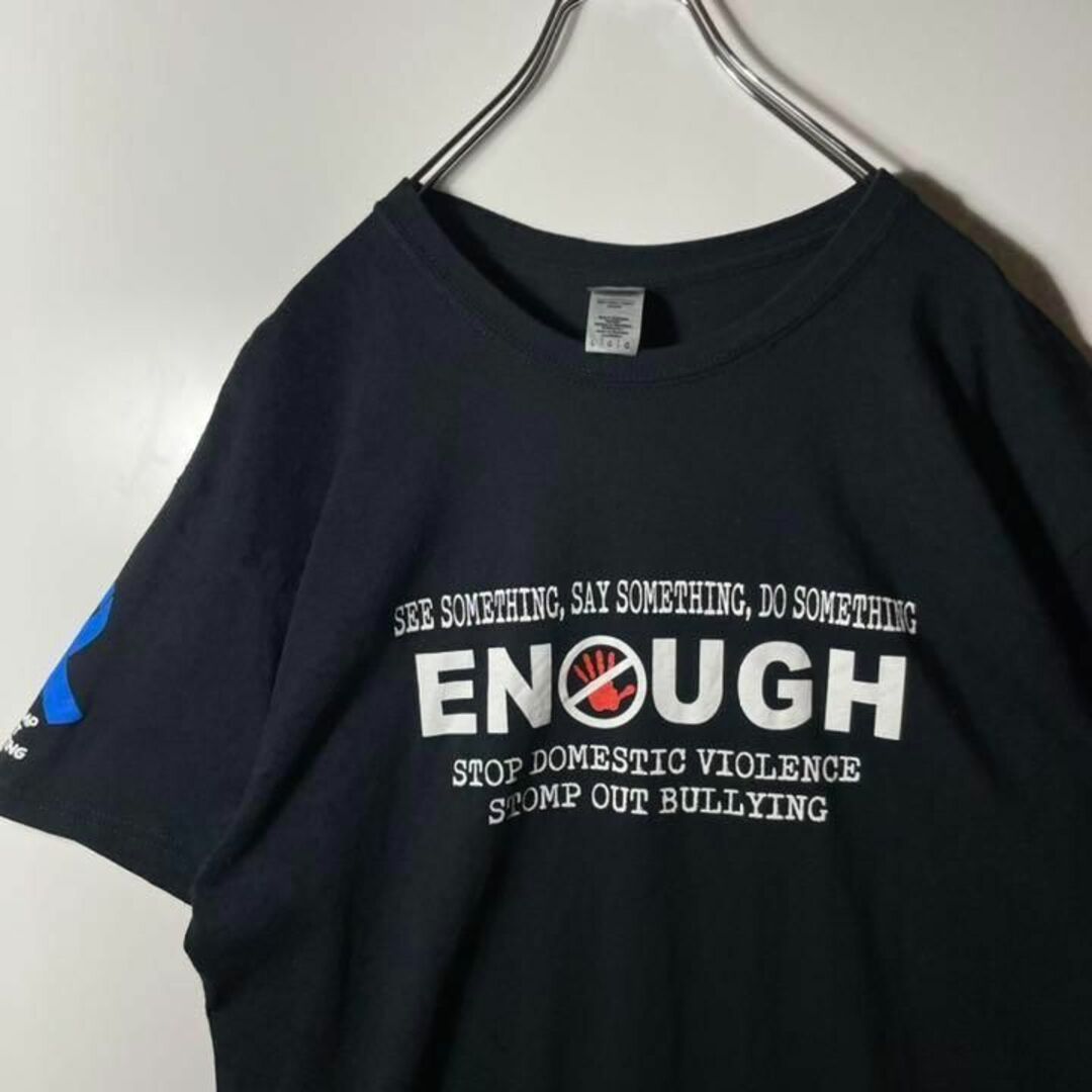 【アメリカ❗️】ENOUGHプリントロゴ半袖Tシャツ　黒　L ビッグサイズ