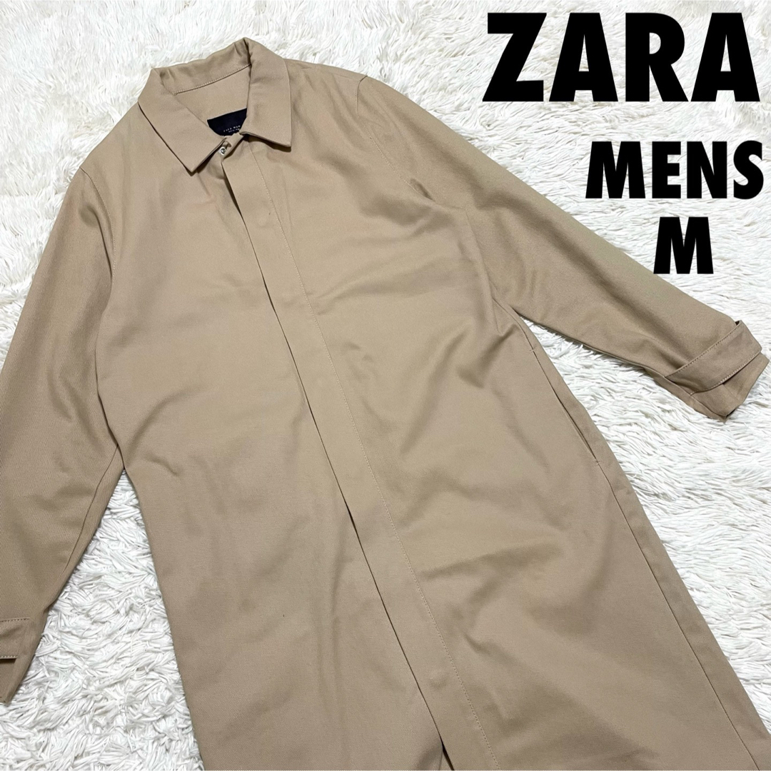 ZARA ザラ　ステンカラーコート　ロングコート　メンズMサイズ | フリマアプリ ラクマ