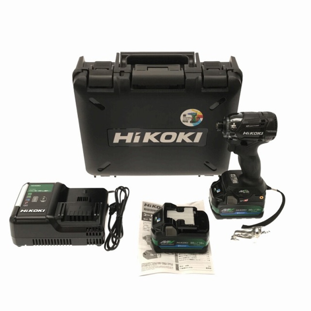 日立(ヒタチ)の☆未使用品☆ HIKOKI ハイコーキ 36V コードレスインパクトドライバ WH36DC(2XPBSZ)バッテリー2個 充電器 ブラック 黒 79026 自動車/バイクのバイク(工具)の商品写真