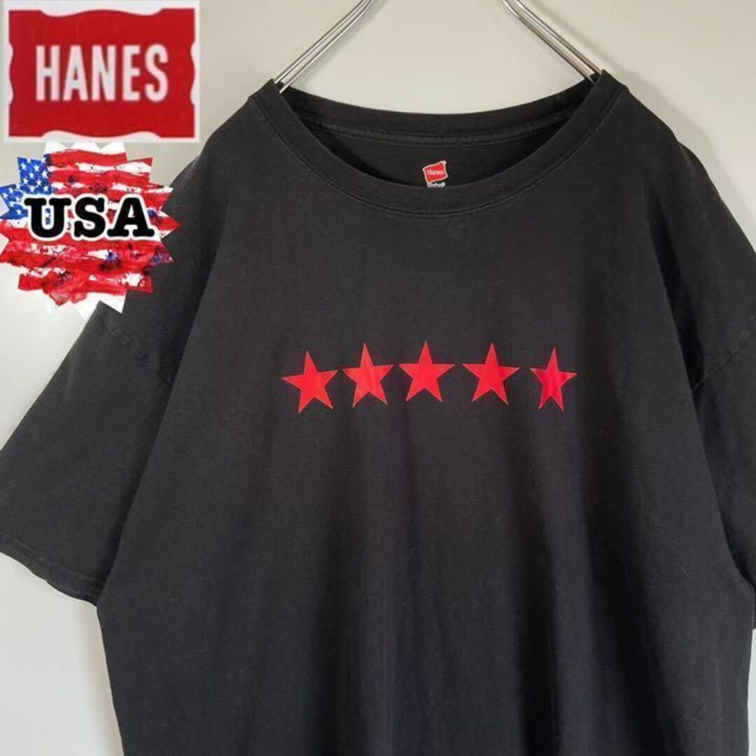 【アメリカ❗️】90s ヘインズ　赤ロゴ　5星　Tシャツ　XL ビッグサイズ