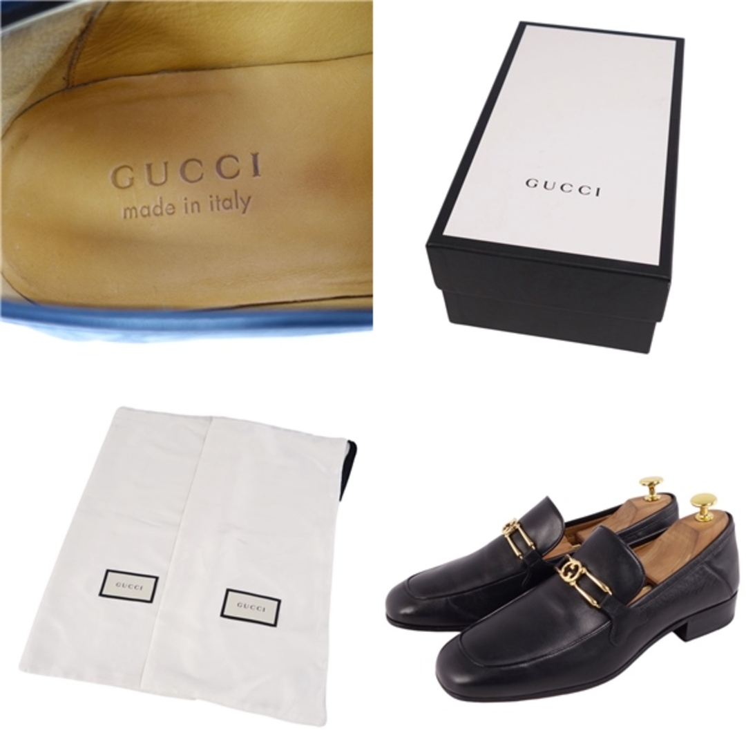 Gucci(グッチ)の美品 グッチ GUCCI ローファー モカシン GGロゴ金具 インターロッキング カーフレザー シューズ メンズ 7(26cm相当) ブラック メンズの靴/シューズ(ドレス/ビジネス)の商品写真