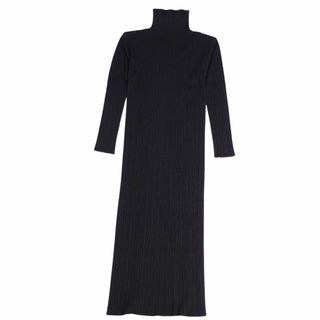 プリーツプリーズイッセイミヤケ(PLEATS PLEASE ISSEY MIYAKE)の美品 プリーツプリーズ イッセイミヤケ PLEATS PLEASE ワンピース ロングスリーブ プリーツ 無地 トップス レディース 2(M相当) ブラック(ひざ丈ワンピース)