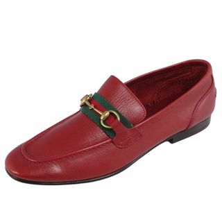 グッチ(Gucci)の未使用 グッチ GUCCI ローファー モカシン ホースビット シェリーライン カーフレザー シューズ レディース 36C(23cm相当) レッド(ローファー/革靴)