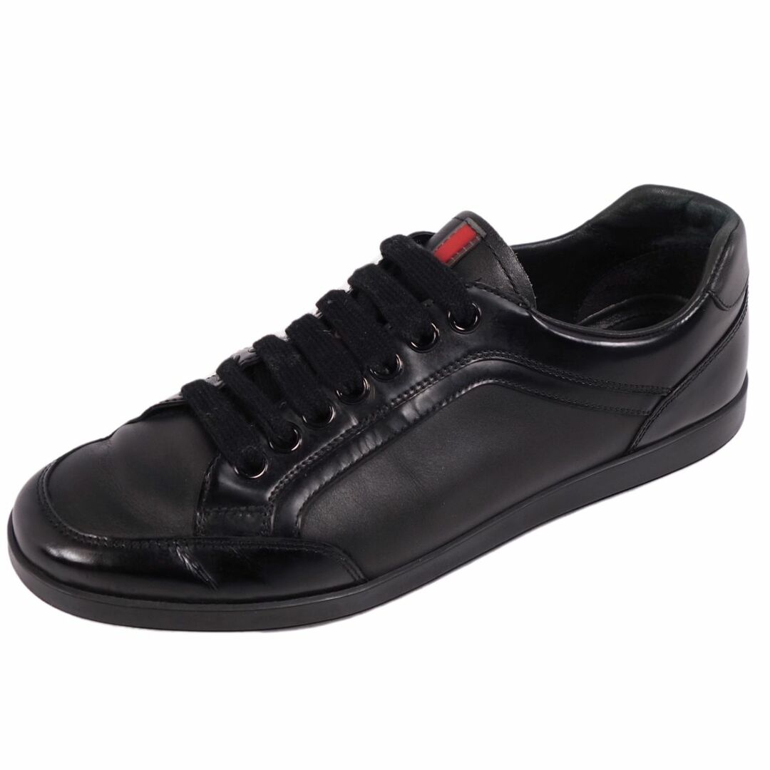 プラダ スポーツ PRADA SPORT スニーカー ローカット レースアップ カーフレザー シューズ メンズ 6.5(25.5cm相当) ブラック