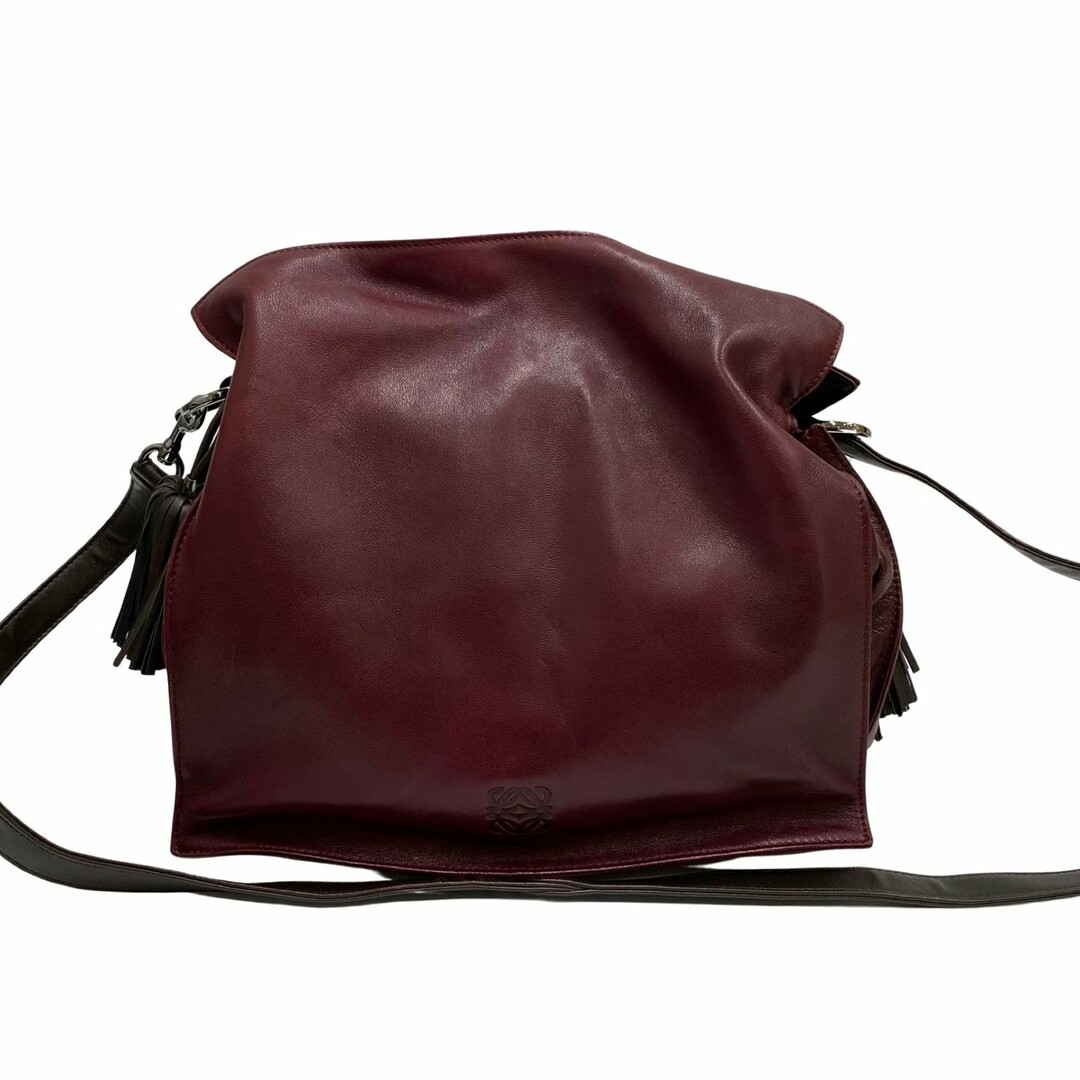 極美品 LOEWE ナッパレザー クラッチバッグ アナグラム ロゴ型押し 黒