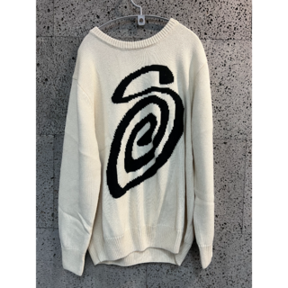 STUSSY CURLY S ニット セーター Lサイズ ナチュラル