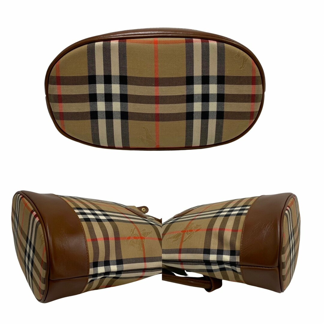 Burberry´s ハンドバッグ レザー ブラウン ノバチェック ドーム型-